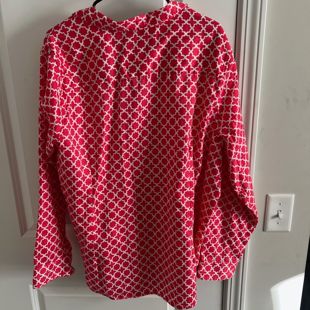 Ruby Rd. Red and White Pattern Blouse - Picture 3 of 3